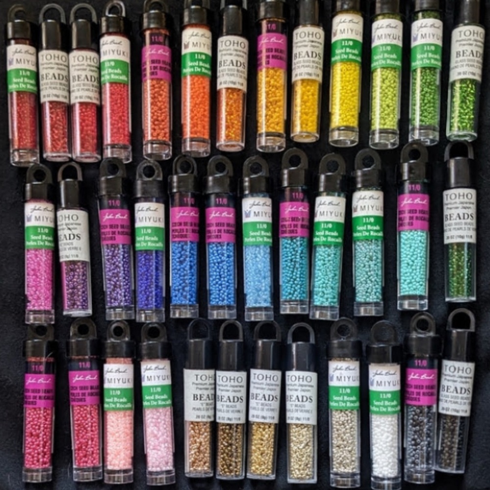 John Bead Czech Glass Seed Beads sz 11/0 Lot; 37 Tubes